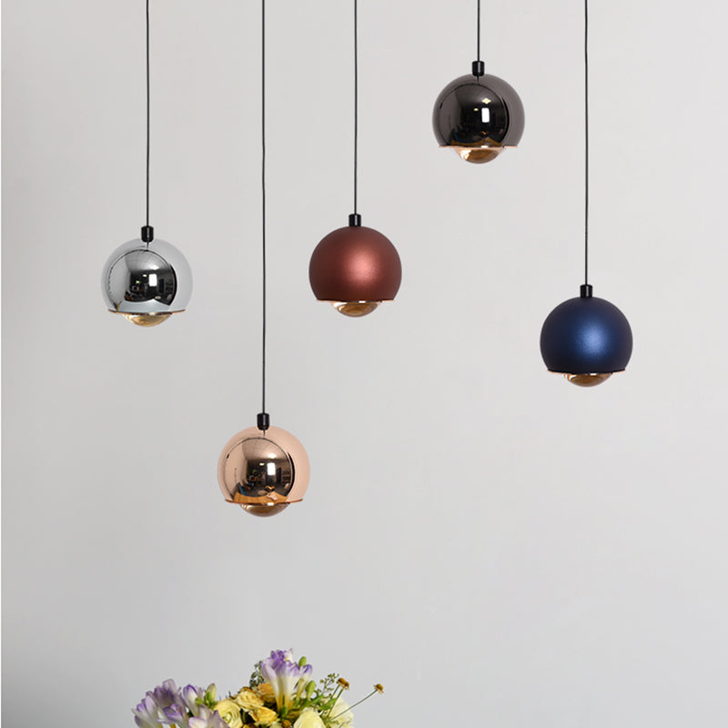 Postmodern Aluminum Pendant Light Globe 4" Wide LED Hanging Pendant for Bedroom