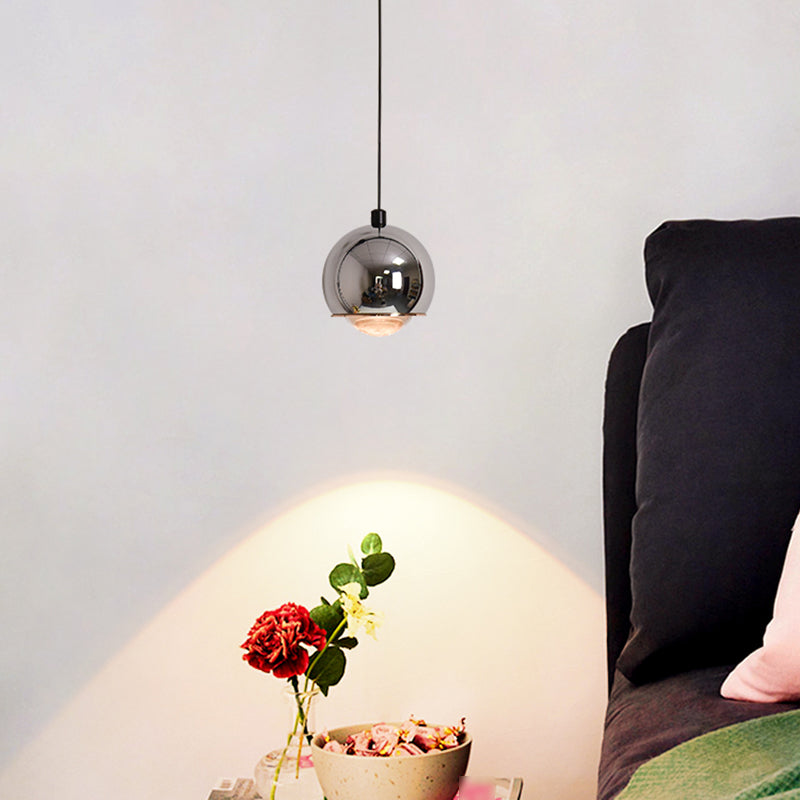 Postmodern Aluminum Pendant Light Globe 4" Wide LED Hanging Pendant for Bedroom