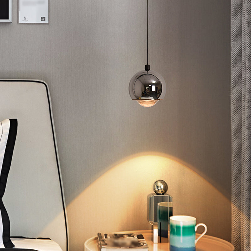 Postmodern Aluminum Pendant Light Globe 4" Wide LED Hanging Pendant for Bedroom