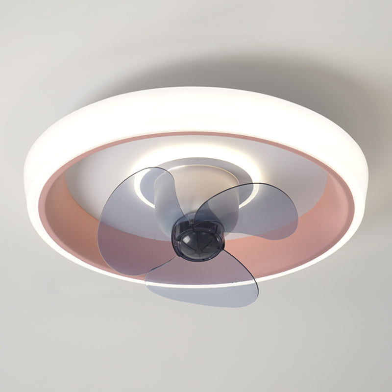 Modern Style Round Ceiling Fan Light Metal Single Light LED Flush Light