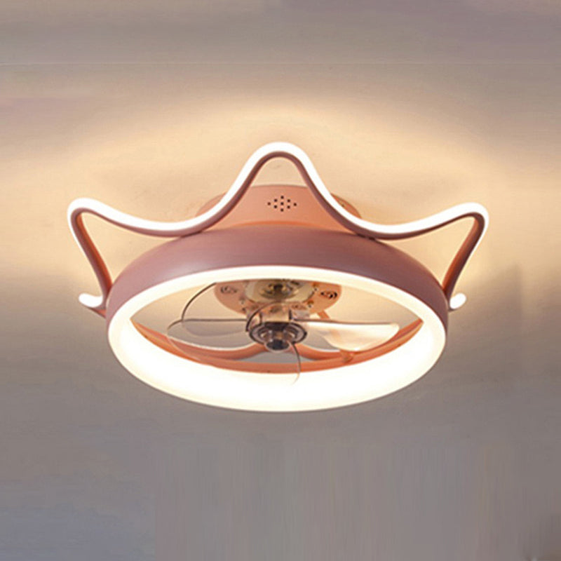 Modern Style Round Shape Fan Light Metal LED Flush Mount Light for Bedroom