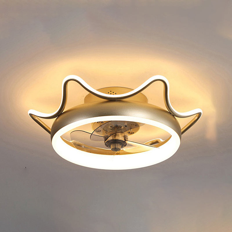 Modern Style Round Shape Fan Light Metal LED Flush Mount Light for Bedroom