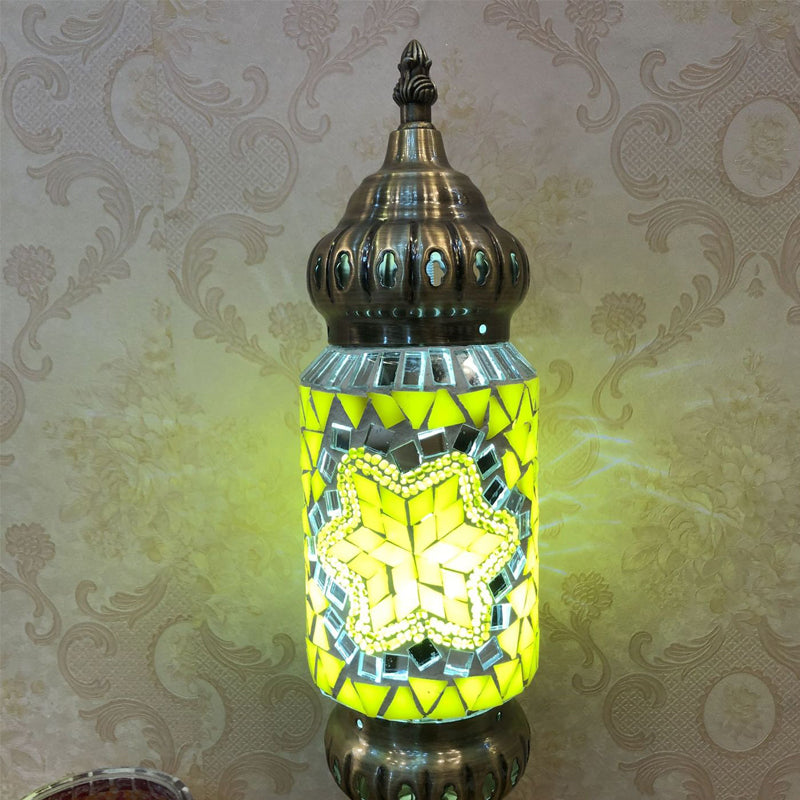 Turkish Style Glass Table Light Vintage Moroccan Desk Lamp Fixture for Bedside