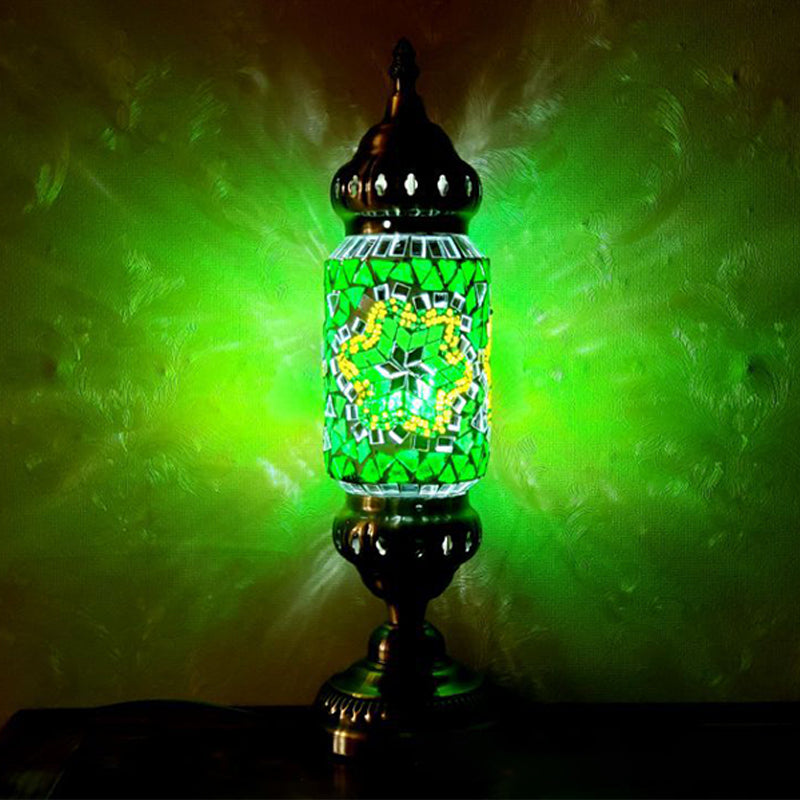 Turkish Style Glass Table Light Vintage Moroccan Desk Lamp Fixture for Bedside