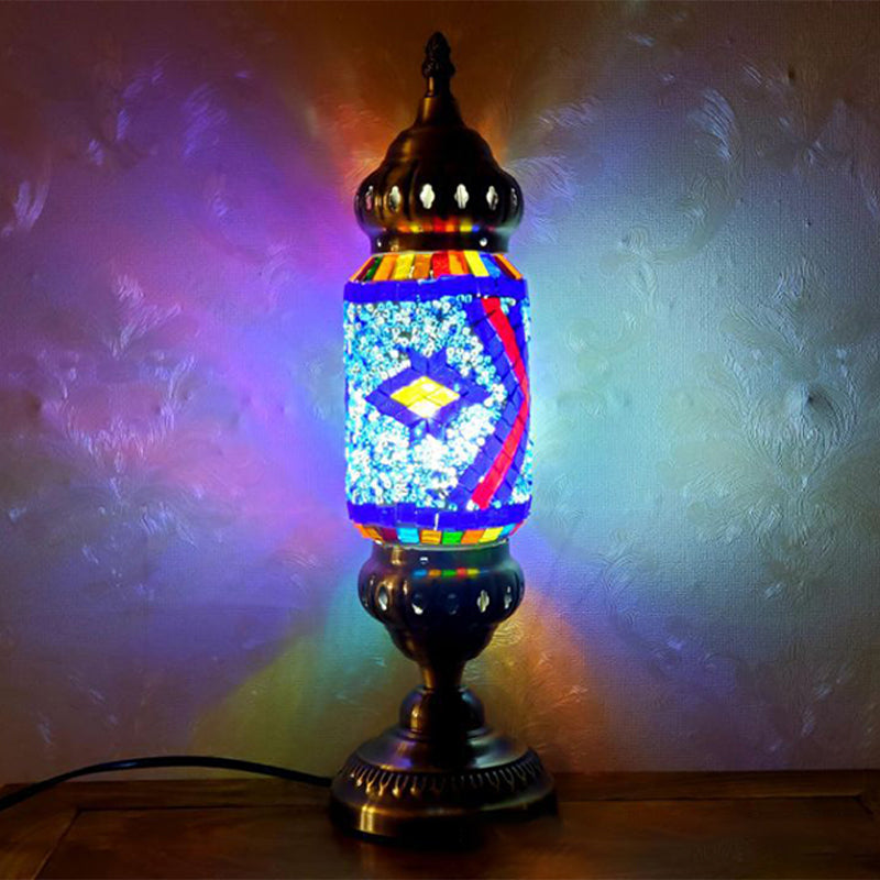 Turkish Style Glass Table Light Vintage Moroccan Desk Lamp Fixture for Bedside