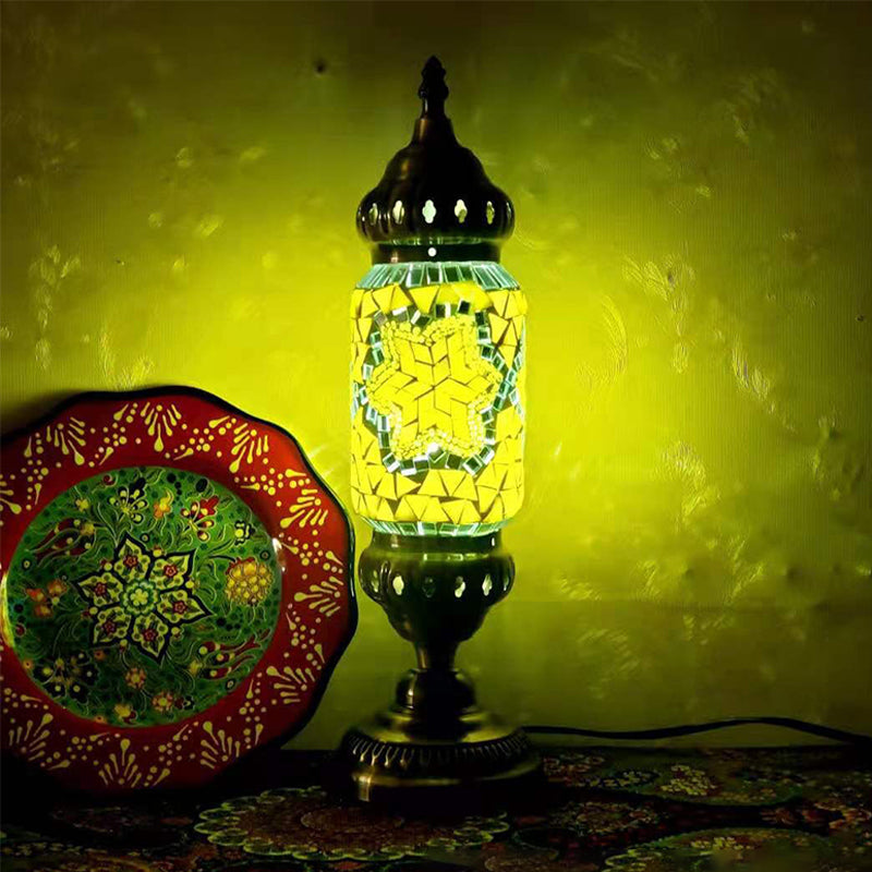 Turkish Style Glass Table Light Vintage Moroccan Desk Lamp Fixture for Bedside