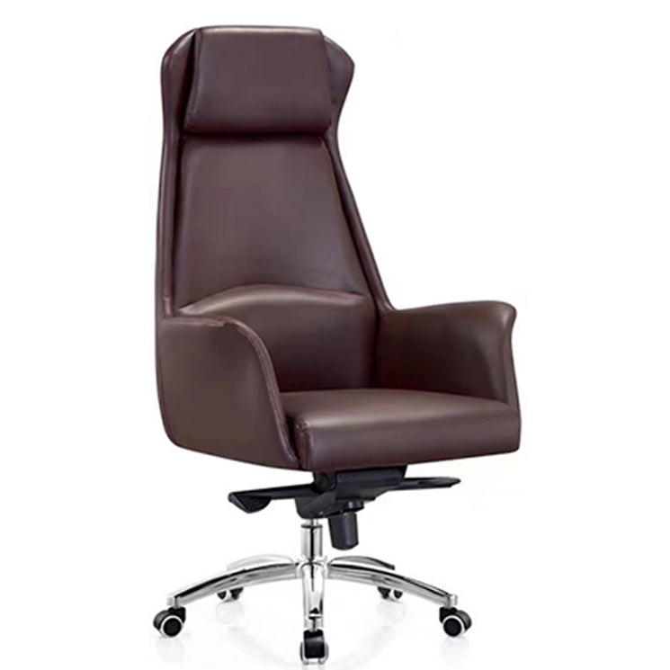 Faux Leather Arm Desk Chair Modern Swivel Working Chair with Wheels