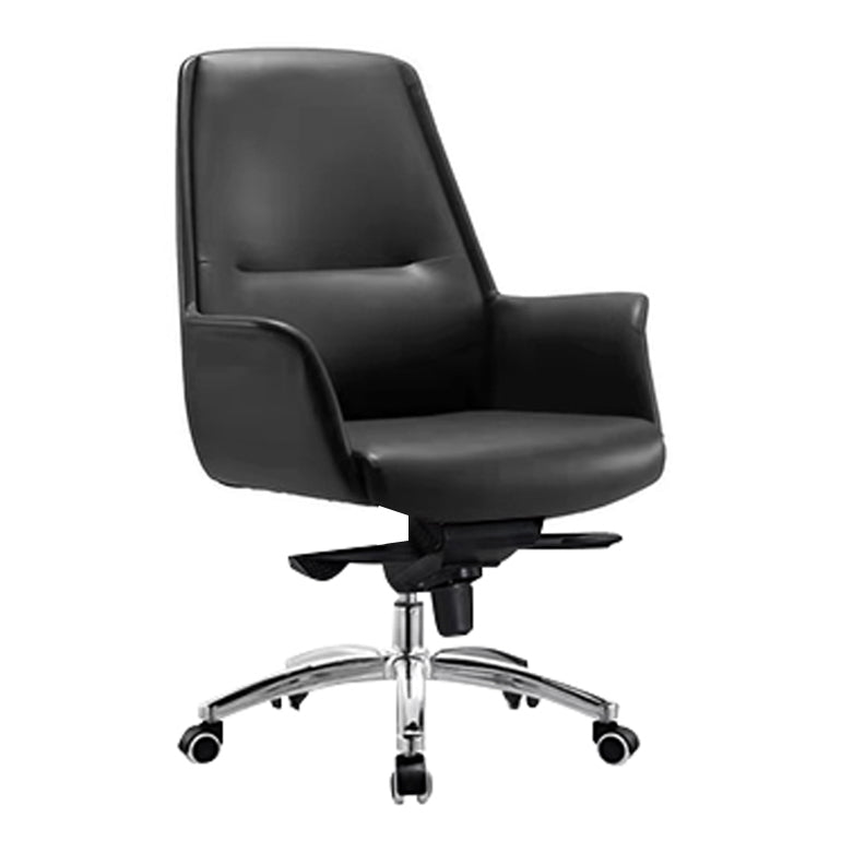 Faux Leather Arm Desk Chair Modern Swivel Working Chair with Wheels