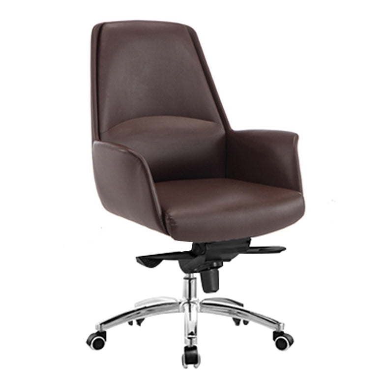 Faux Leather Arm Desk Chair Modern Swivel Working Chair with Wheels