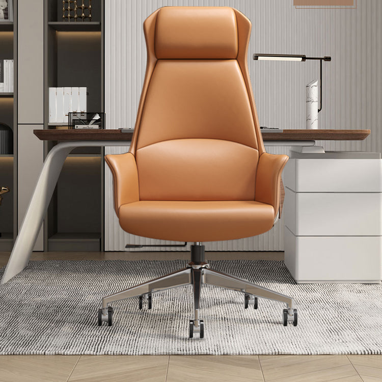 Faux Leather Arm Desk Chair Modern Swivel Working Chair with Wheels