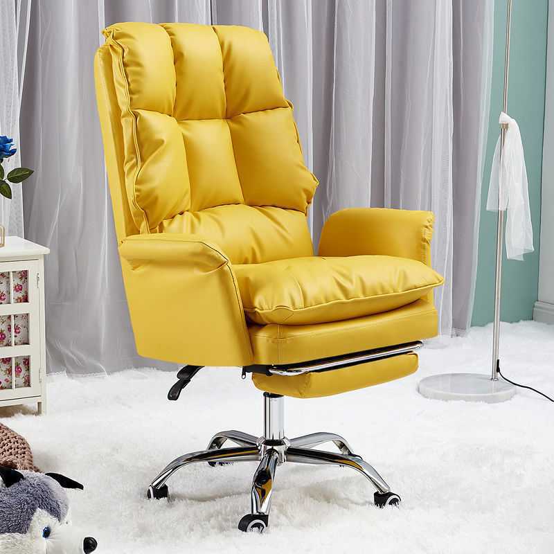 Silver Metal Modern Desk Chair with High Back Leather Desk Chair