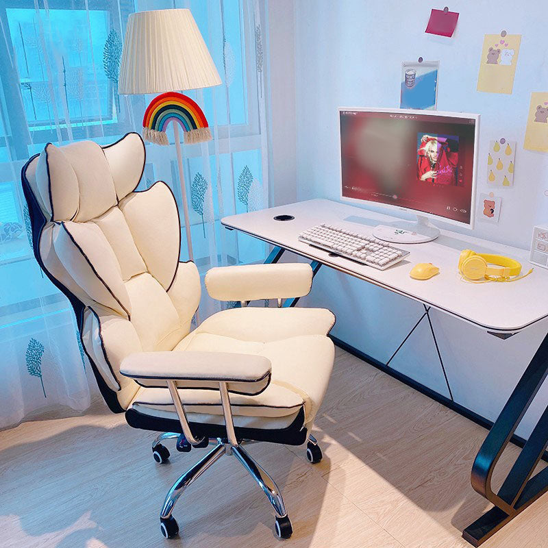 Silver Metal Modern Desk Chair with High Back and Leather Conference Chair