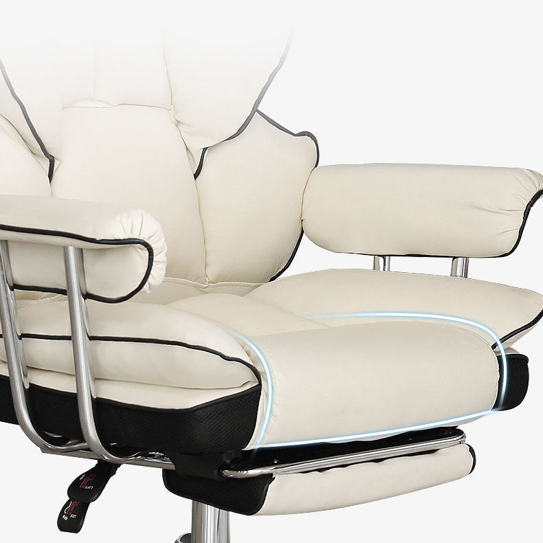 Silver Metal Modern Desk Chair with High Back and Leather Conference Chair