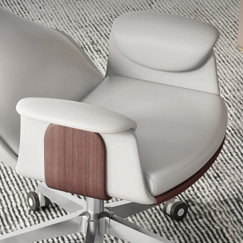 Upholstered Office Chair with Padded Arms Modern Task Chair with Metal Frame