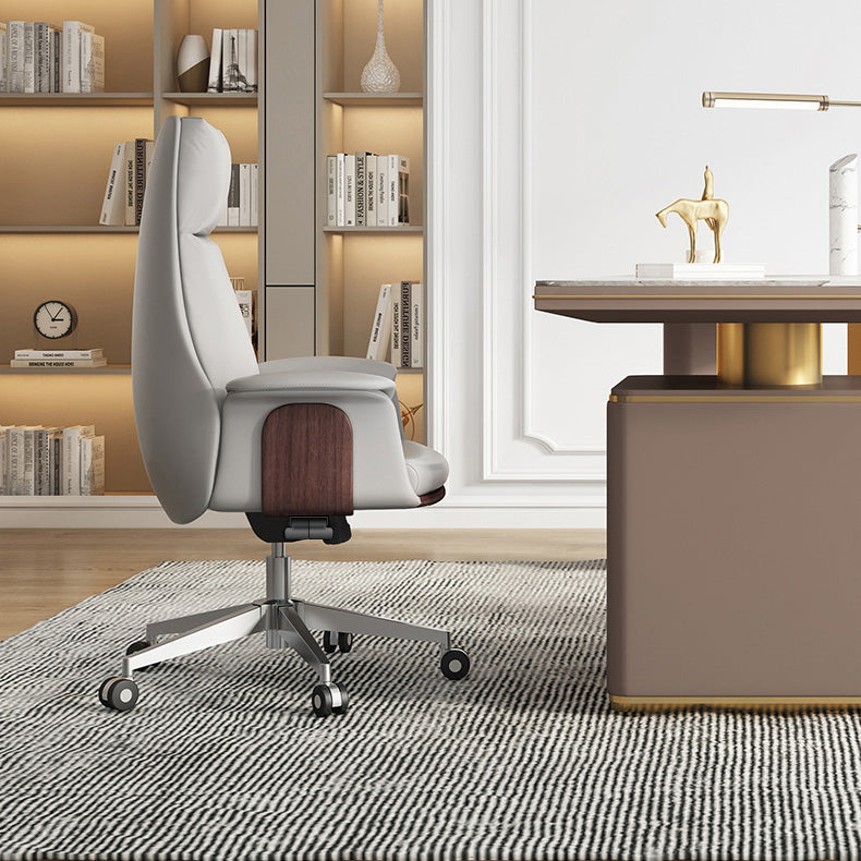 Upholstered Office Chair with Padded Arms Modern Task Chair with Metal Frame