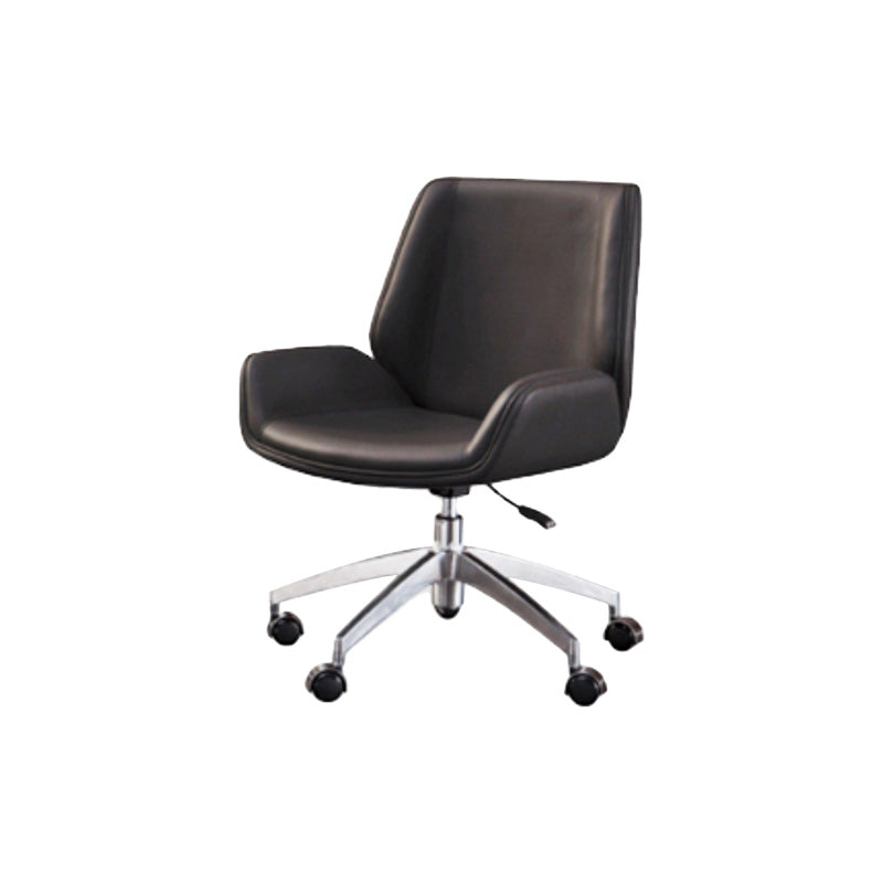 Contemporary Mid Back Task Chair with Padded Arms Upholstered Desk Chair with Metal Frame