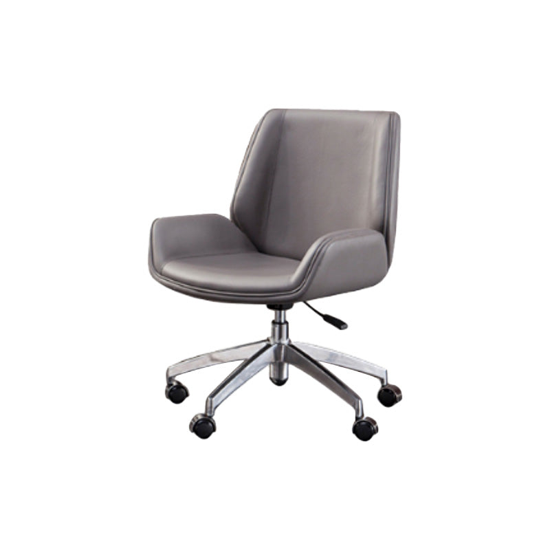 Contemporary Mid Back Task Chair with Padded Arms Upholstered Desk Chair with Metal Frame