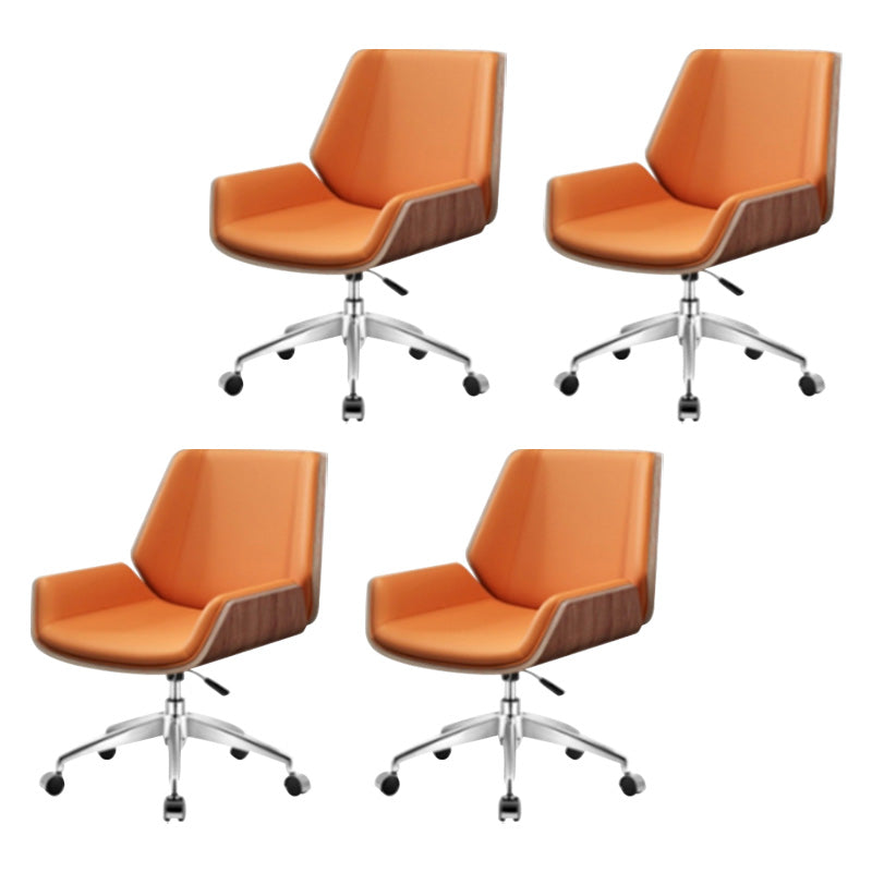 Contemporary Mid Back Task Chair with Padded Arms Upholstered Desk Chair with Metal Frame