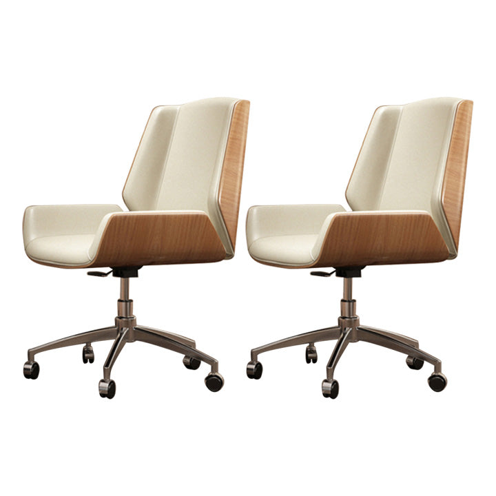 Contemporary Mid Back Task Chair with Padded Arms Upholstered Desk Chair with Metal Frame
