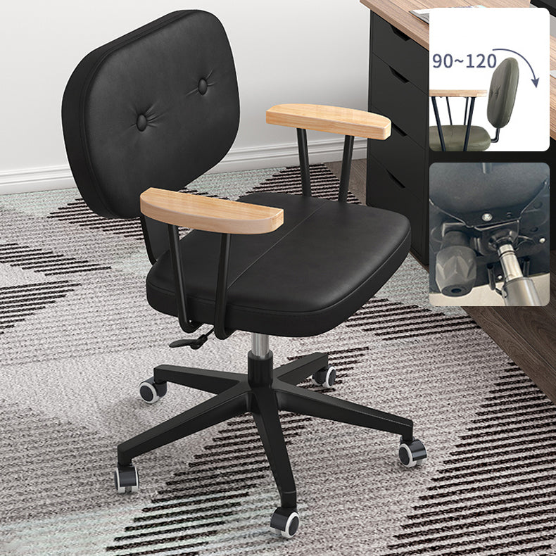 Nylon Base Modern Computer Desk Chair with Wheels Mid Back Task Chair with Fixed Arms