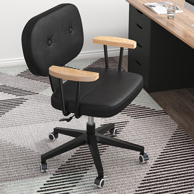 Nylon Base Modern Computer Desk Chair with Wheels Mid Back Task Chair with Fixed Arms