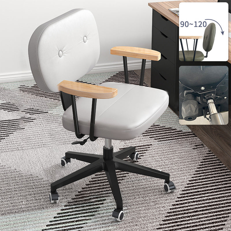 Nylon Base Modern Computer Desk Chair with Wheels Mid Back Task Chair with Fixed Arms