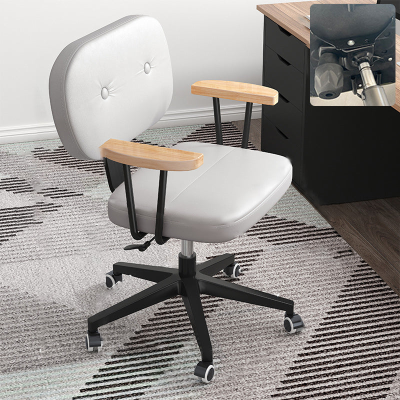 Nylon Base Modern Computer Desk Chair with Wheels Mid Back Task Chair with Fixed Arms