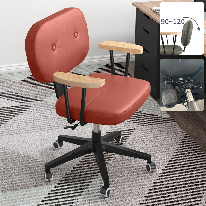 Nylon Base Modern Computer Desk Chair with Wheels Mid Back Task Chair with Fixed Arms