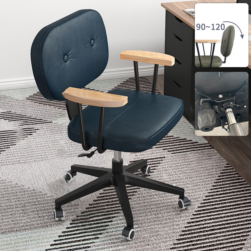 Nylon Base Modern Computer Desk Chair with Wheels Mid Back Task Chair with Fixed Arms