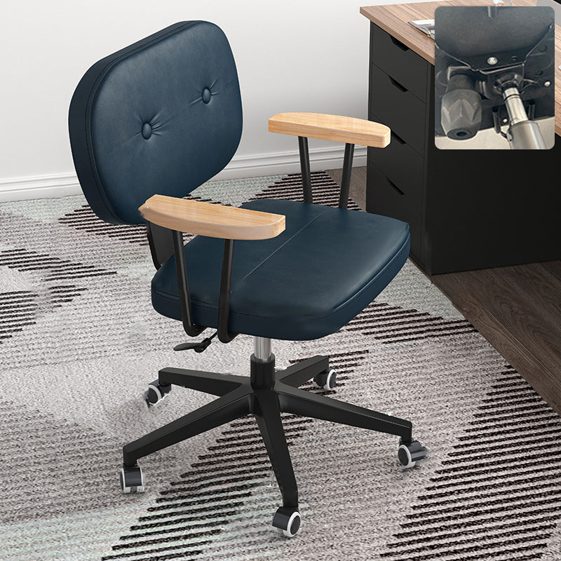 Nylon Base Modern Computer Desk Chair with Wheels Mid Back Task Chair with Fixed Arms