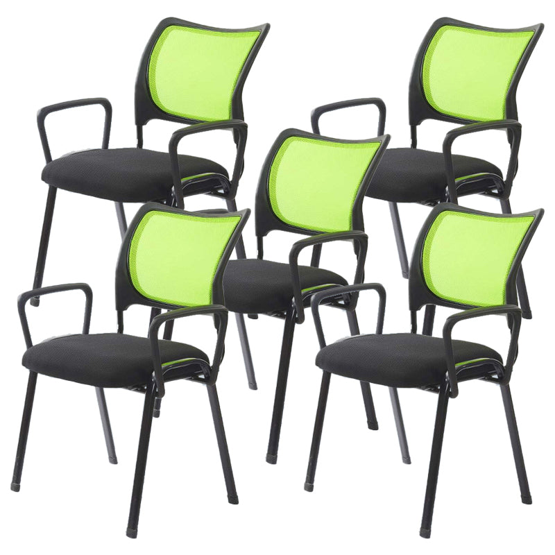 Armless Conference Chair with Metal Frame Modern Task Chair with Black Legs