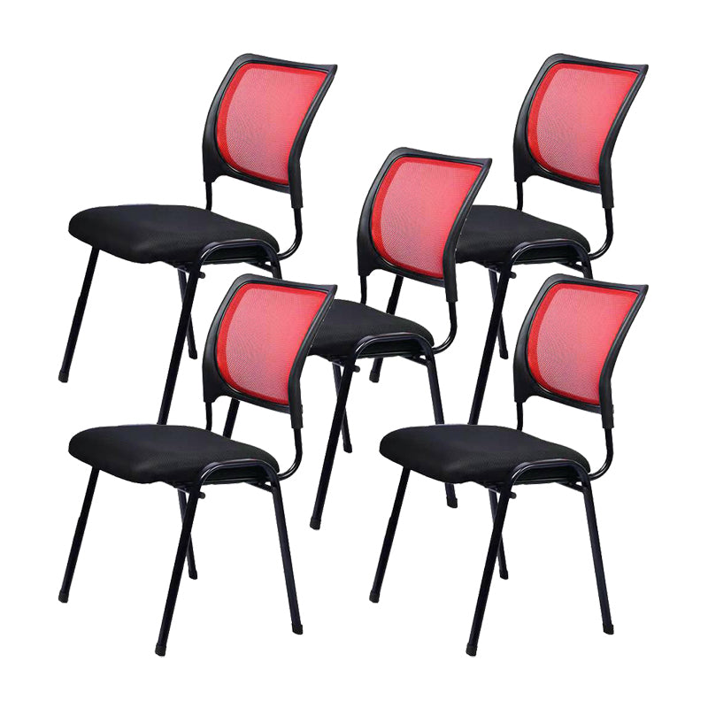 Armless Conference Chair with Metal Frame Modern Task Chair with Black Legs