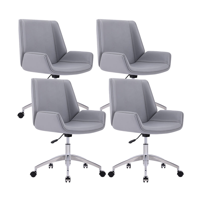 Silver Metal Modern Conference Chair Mid-Back and Leather Conference Chair