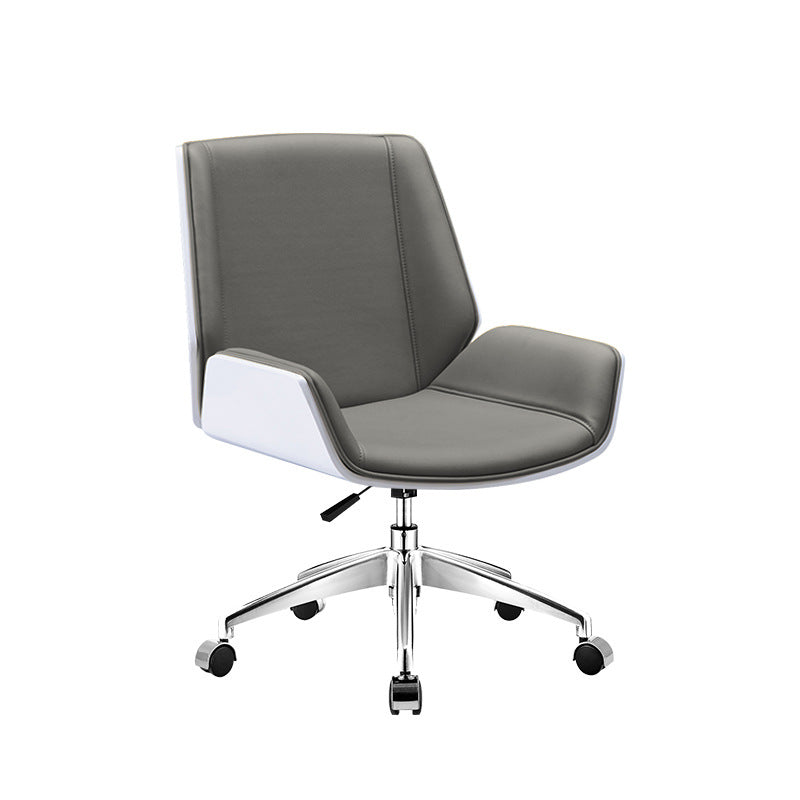 Silver Metal Modern Conference Chair Mid-Back and Leather Conference Chair