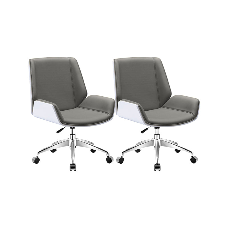 Silver Metal Modern Conference Chair Mid-Back and Leather Conference Chair