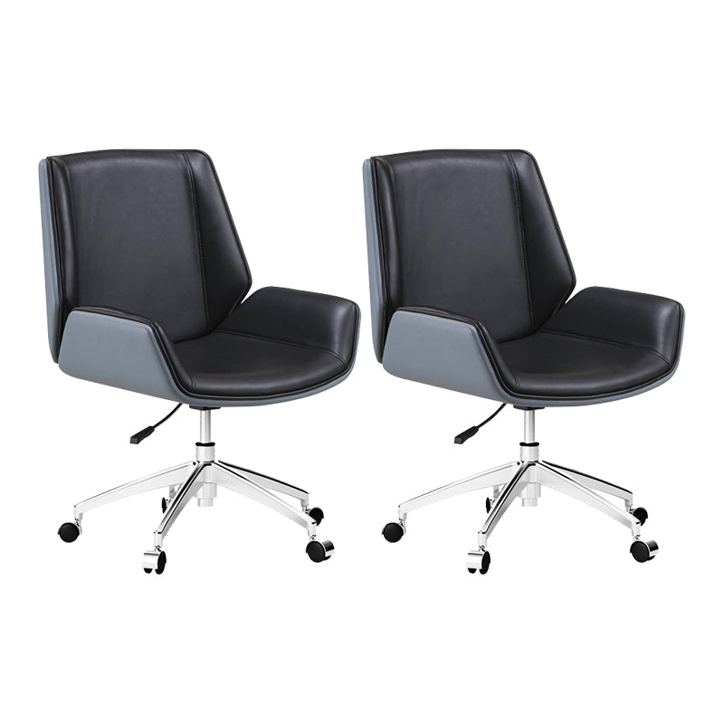 Silver Metal Modern Conference Chair Mid-Back and Leather Conference Chair