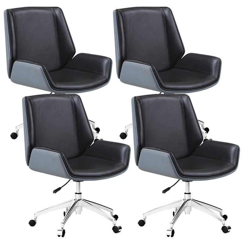 Silver Metal Modern Conference Chair Mid-Back and Leather Conference Chair