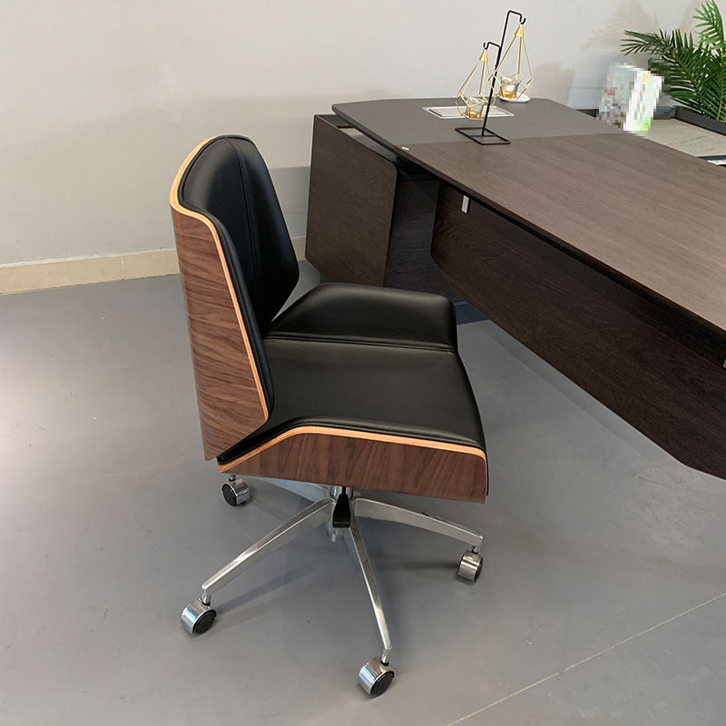 Mid Back Computer Desk Chair with Padded Arms Contemporary Office Chair with Metal Frame