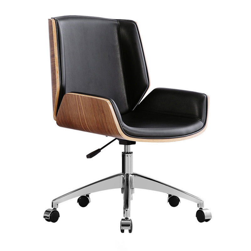 Mid Back Computer Desk Chair with Padded Arms Contemporary Office Chair with Metal Frame