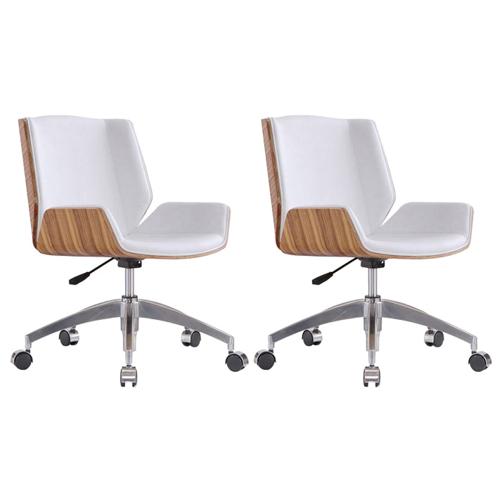 Mid Back Computer Desk Chair with Padded Arms Contemporary Office Chair with Metal Frame