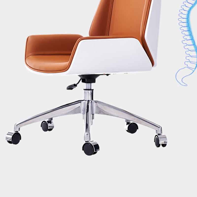 Mid Back Computer Desk Chair with Padded Arms Contemporary Office Chair with Metal Frame