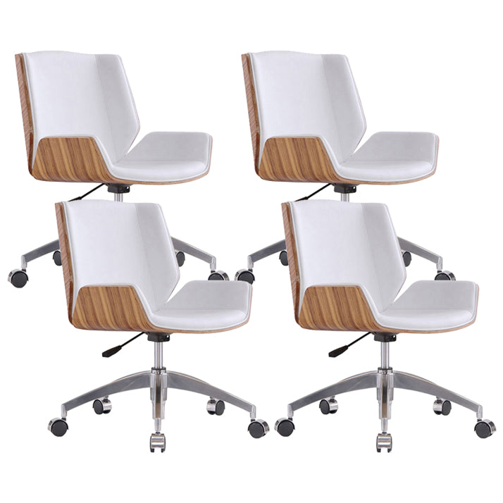 Mid Back Computer Desk Chair with Padded Arms Contemporary Office Chair with Metal Frame