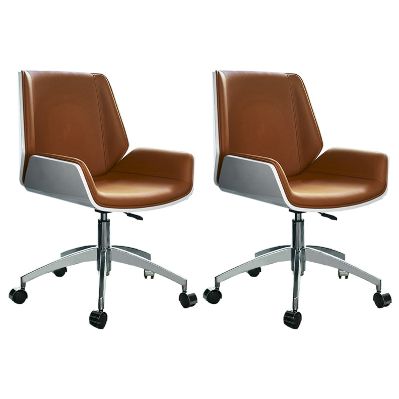 Mid Back Computer Desk Chair with Padded Arms Contemporary Office Chair with Metal Frame