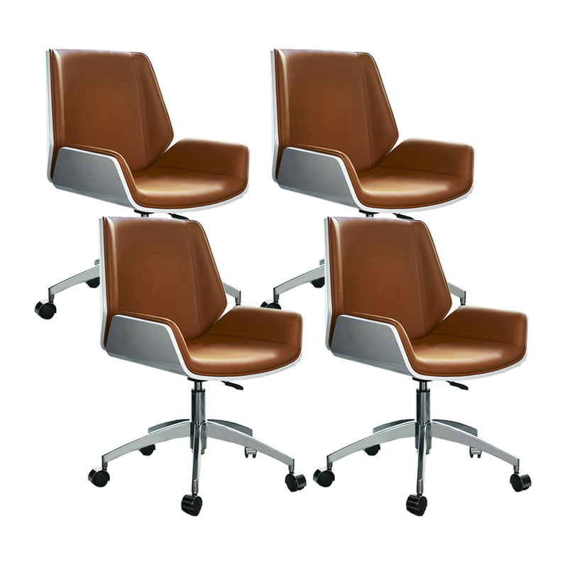 Mid Back Computer Desk Chair with Padded Arms Contemporary Office Chair with Metal Frame