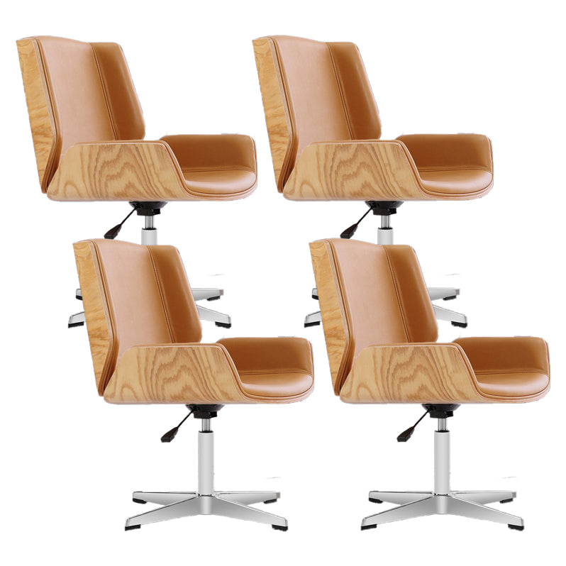 Mid Back Computer Desk Chair with Padded Arms Contemporary Office Chair with Metal Frame