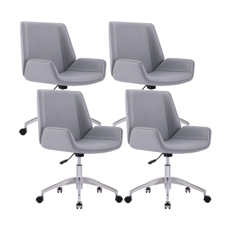 Mid Back Computer Desk Chair with Padded Arms Contemporary Office Chair with Metal Frame