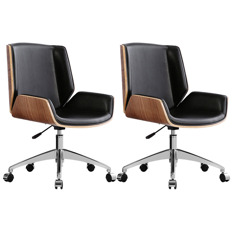 Mid Back Computer Desk Chair with Padded Arms Contemporary Office Chair with Metal Frame