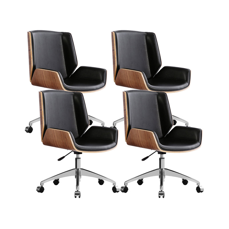 Mid Back Computer Desk Chair with Padded Arms Contemporary Office Chair with Metal Frame