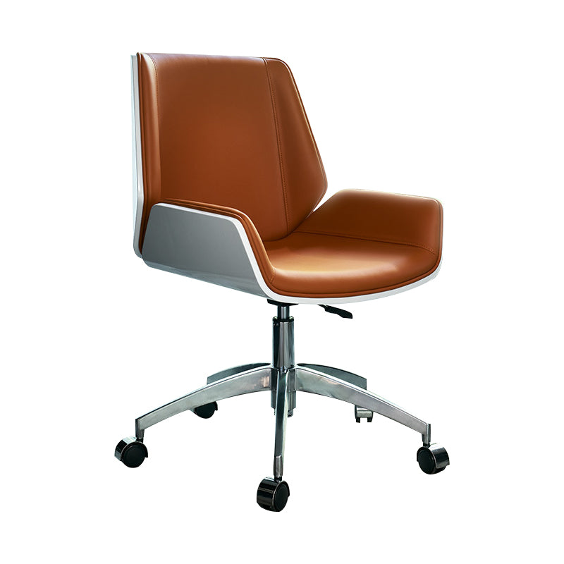 Mid Back Computer Desk Chair with Padded Arms Contemporary Office Chair with Metal Frame