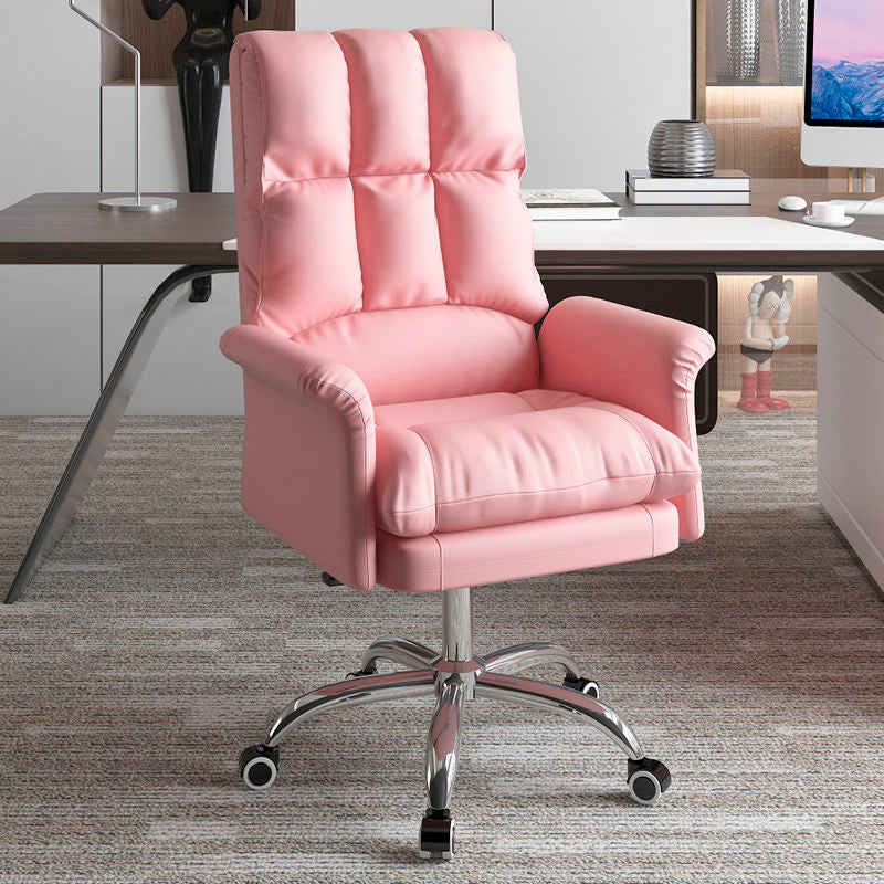 Executive Swivel Office Chair with Wheels Chrome Metal Frame Modern Ergonomic Task Chair